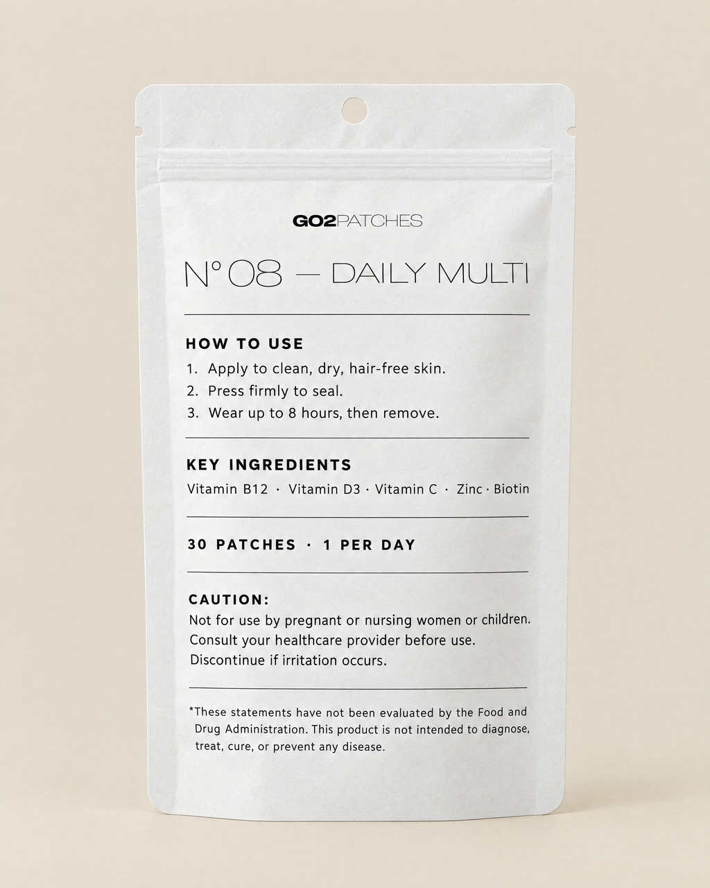GO2PATCHES N° 08 Daily Multi pouch back: how to use and ingredients