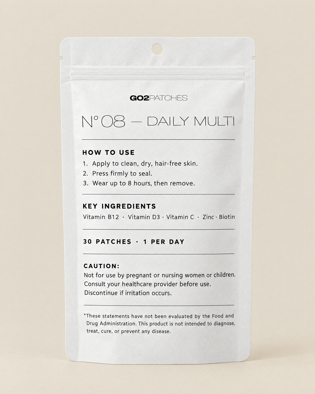 GO2PATCHES N° 08 Daily Multi pouch back: how to use and ingredients