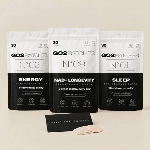 GO2PATCHES Daily Rhythm Trio: Energy, NAD+ Longevity and Sleep pouches