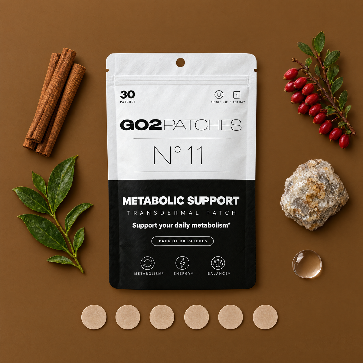 GO2PATCHES N° 11 Metabolic Support flat lay